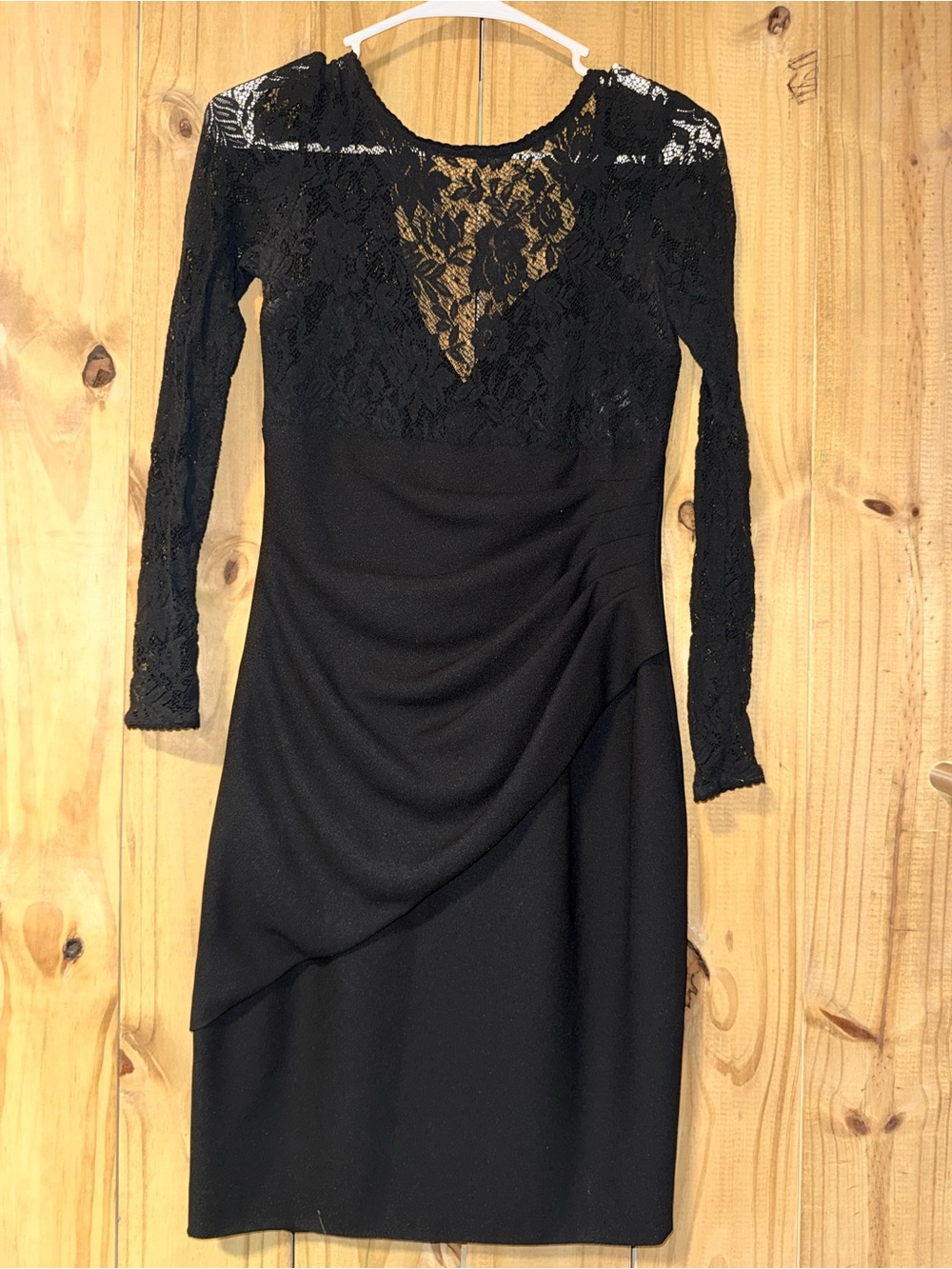 Vintage 90’s A.J. Bari Black Lace Long-Sleeve Sheath Dress